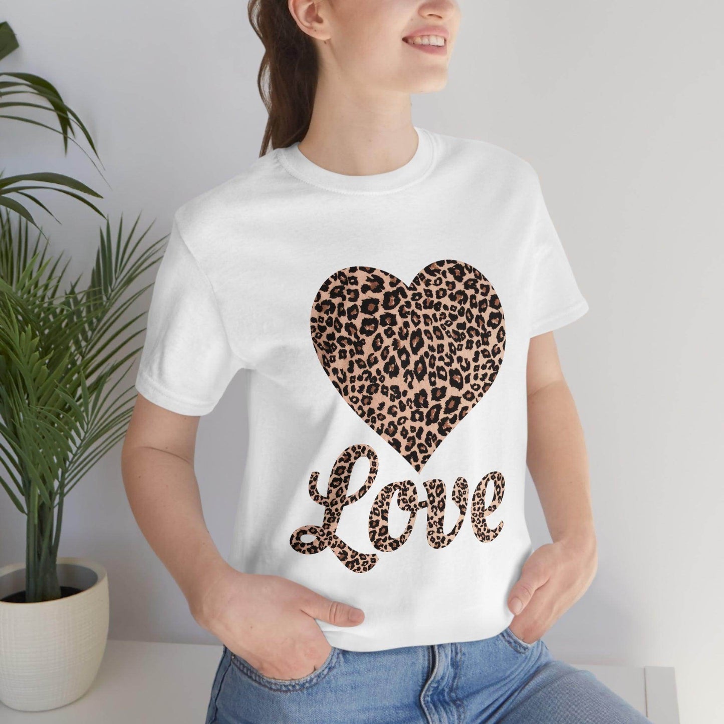 Leopard Print, Love Heart Tee, - Giftsmojo