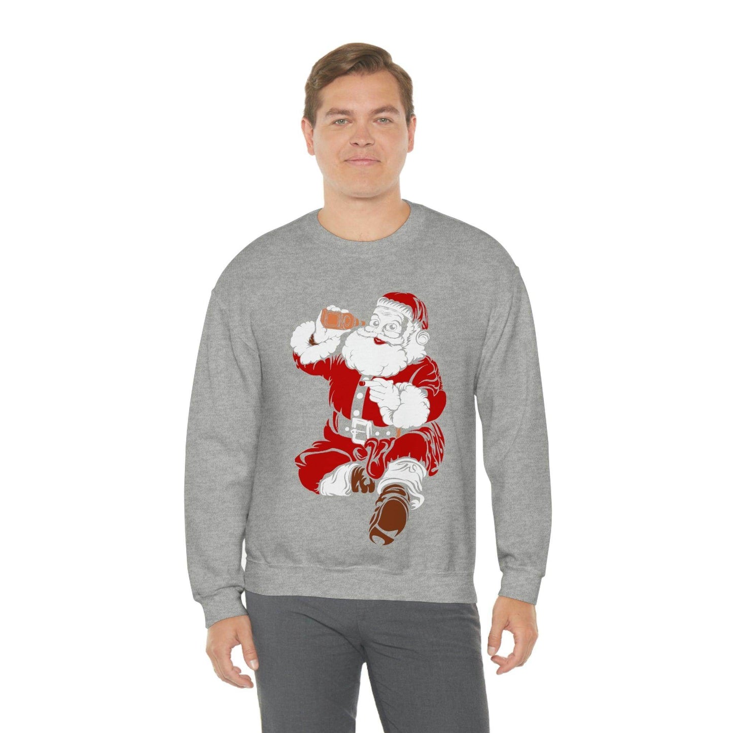 Santa drinking beer Unisex Heavy Blend Crewneck Sweatshirt - Giftsmojo