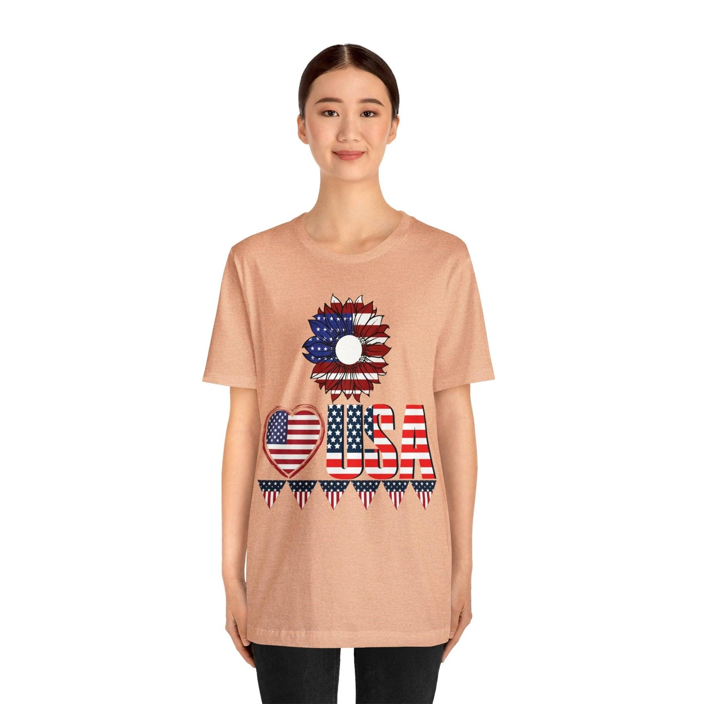 American flag shirt, Red, white, and blue shirt, Flower Love USA shirt, - Giftsmojo