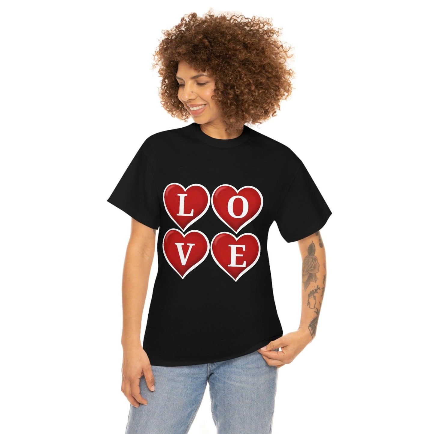white 4hearts love Tee - Giftsmojo