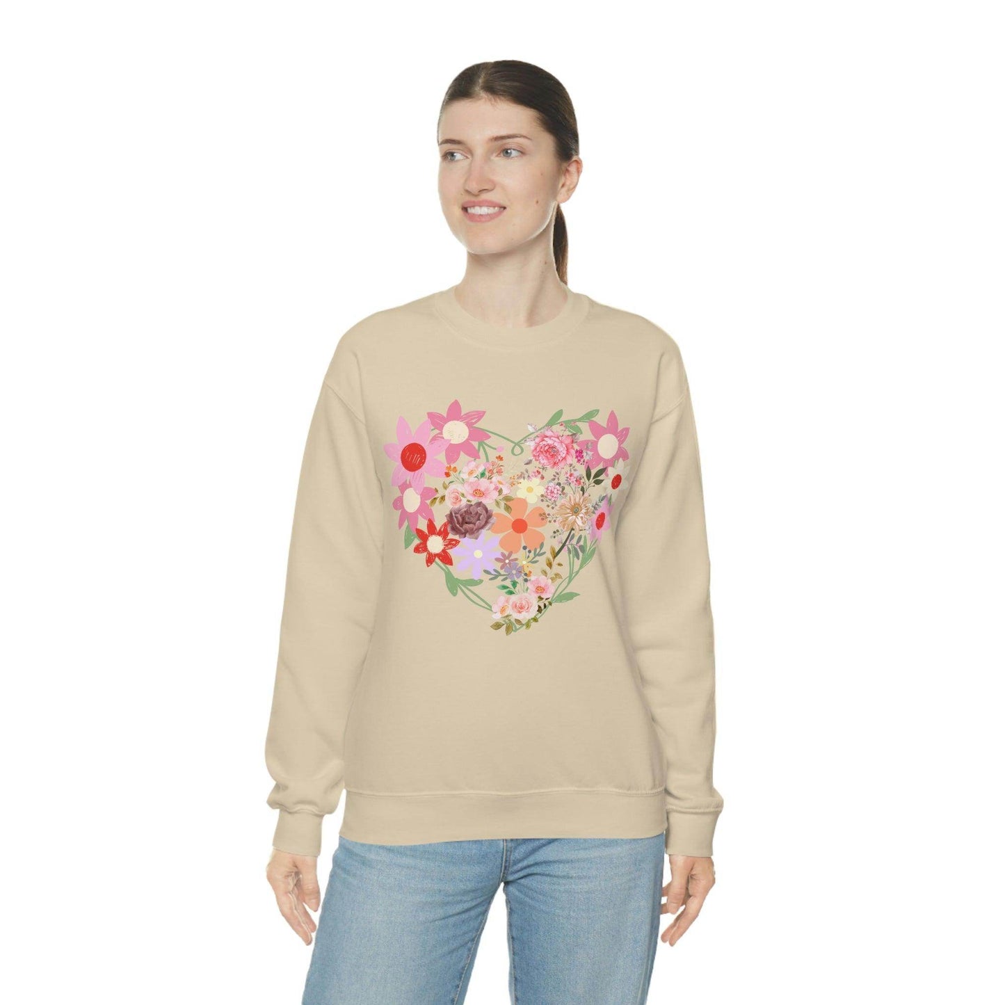 Flower Heart sweatshirt - Floral sweatshirt - Love Sweatshirt - Giftsmojo