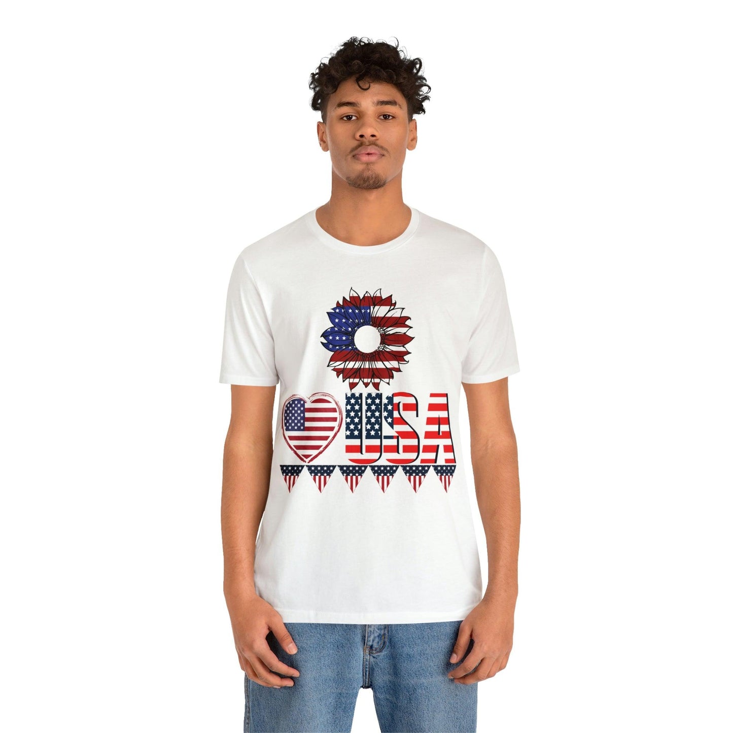 American flag shirt, Red, white, and blue shirt, Flower Love USA shirt, - Giftsmojo