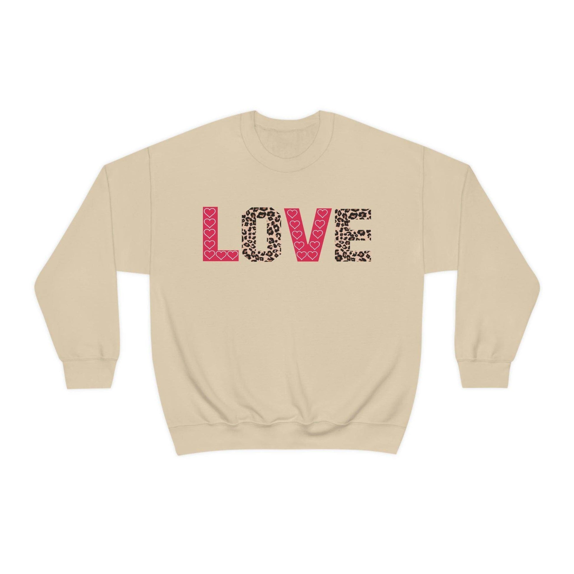 Love Sweatshirt with partial leopard print - Giftsmojo