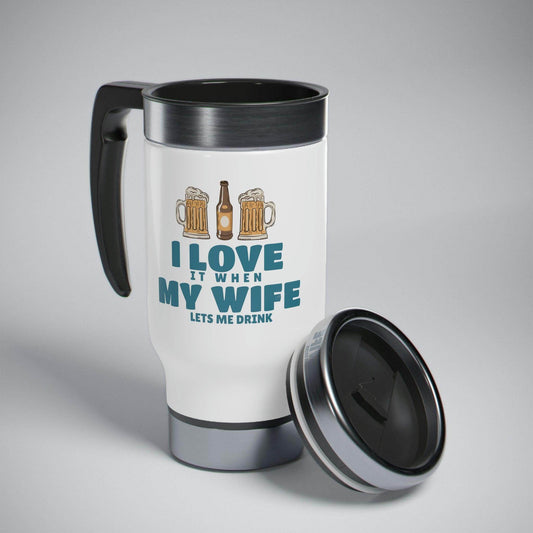 I Love MY Wife Mug, Stainless Steel Travel Mug with Handle, 14oz - Giftsmojo