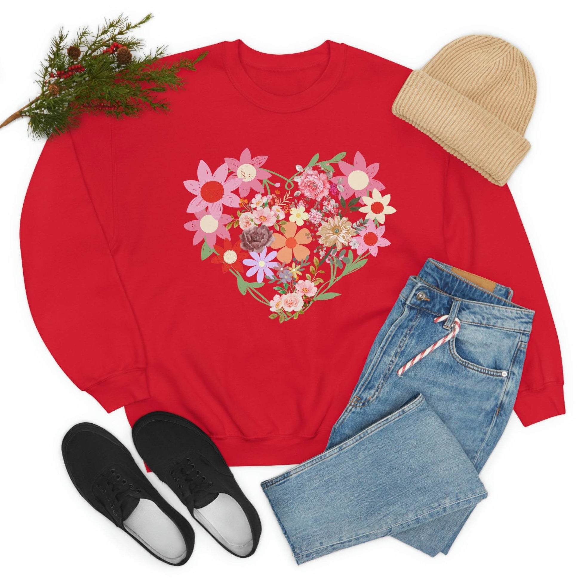 Flower Heart sweatshirt - Floral sweatshirt - Love Sweatshirt - Giftsmojo