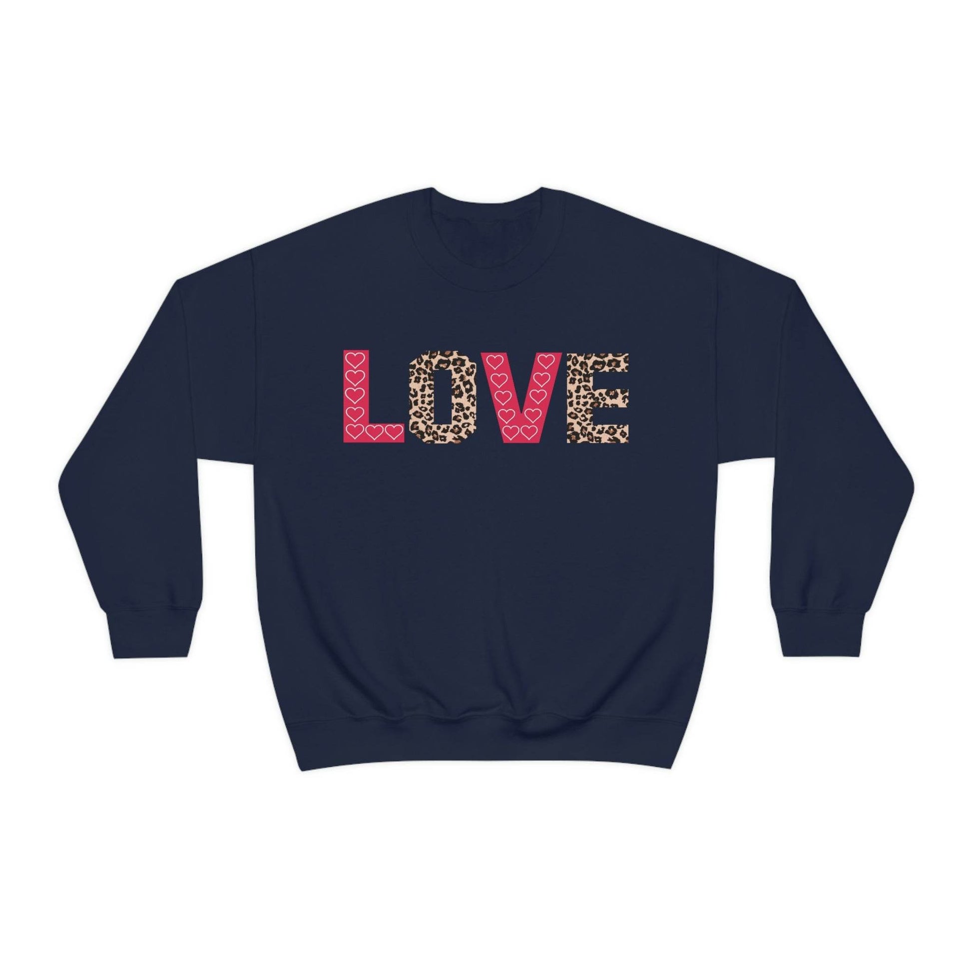 Love Sweatshirt with partial leopard print - Giftsmojo