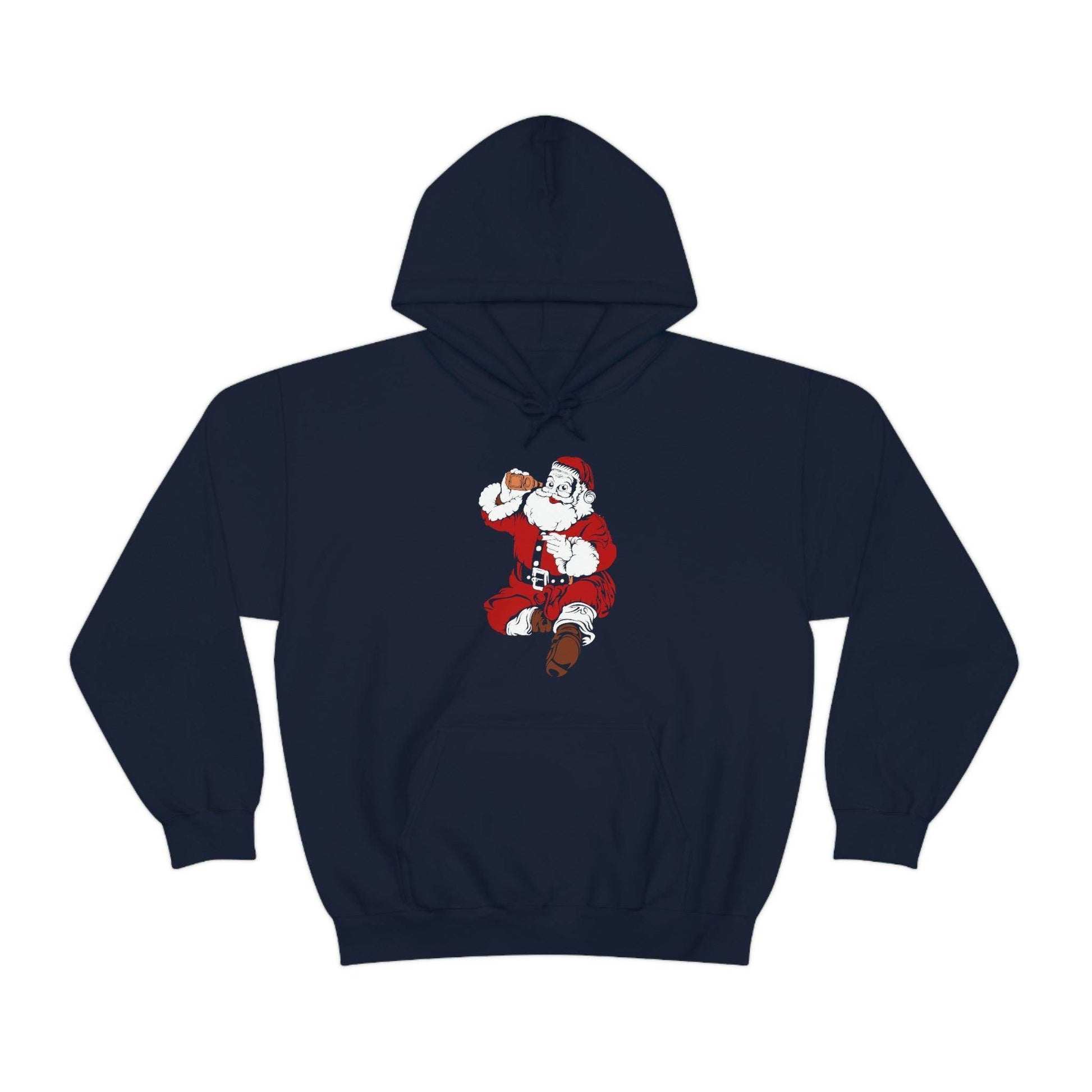 Santa drinking beer funny Hooded Sweatshirt, - Giftsmojo