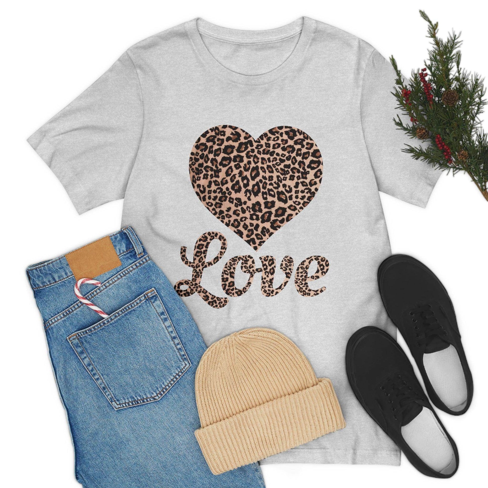 Leopard Print, Love Heart Tee, - Giftsmojo