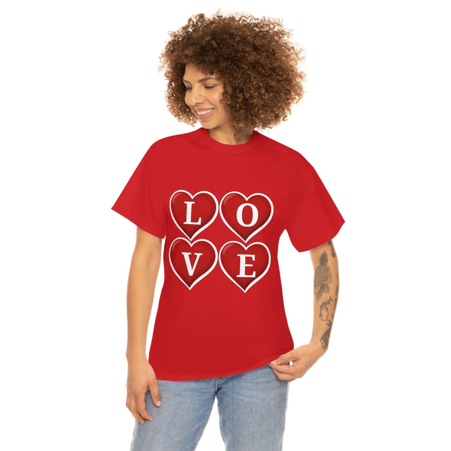 white 4hearts love Tee - Giftsmojo