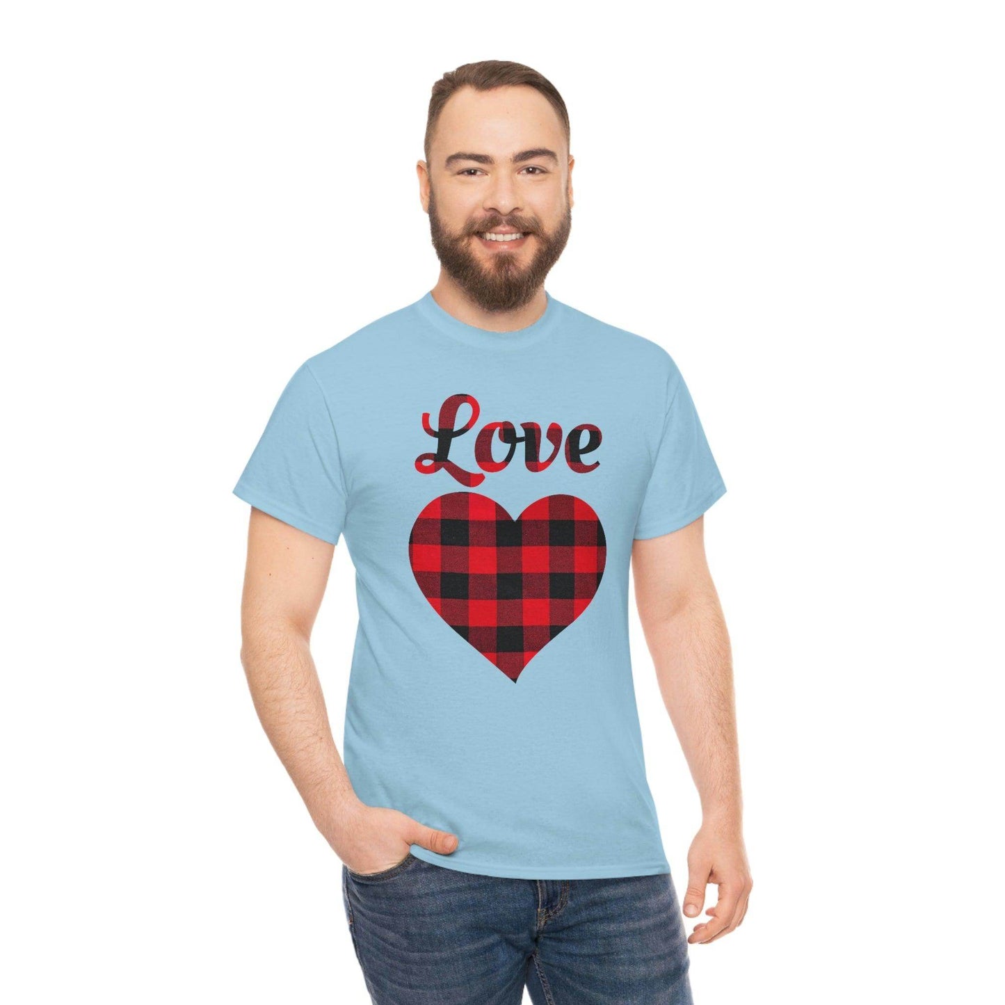Plaid Love Heart Tee - Giftsmojo