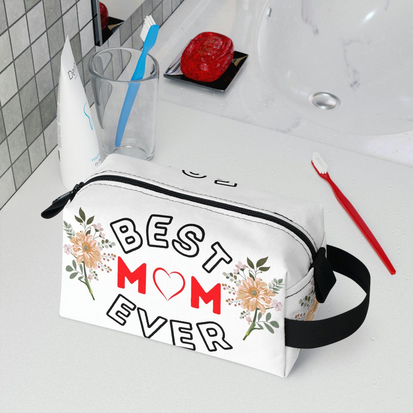 Best Mom Ever Makeup Bag | Cosmetic Bag | Travel bag | Toiletry Bag Women | Cute makeup bag | Makeup pouch | Aesthetic makeup bag - Giftsmojo