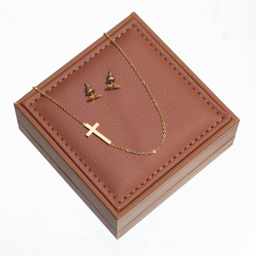Sideways Cross Necklace and Earring Set For Women - Giftsmojo