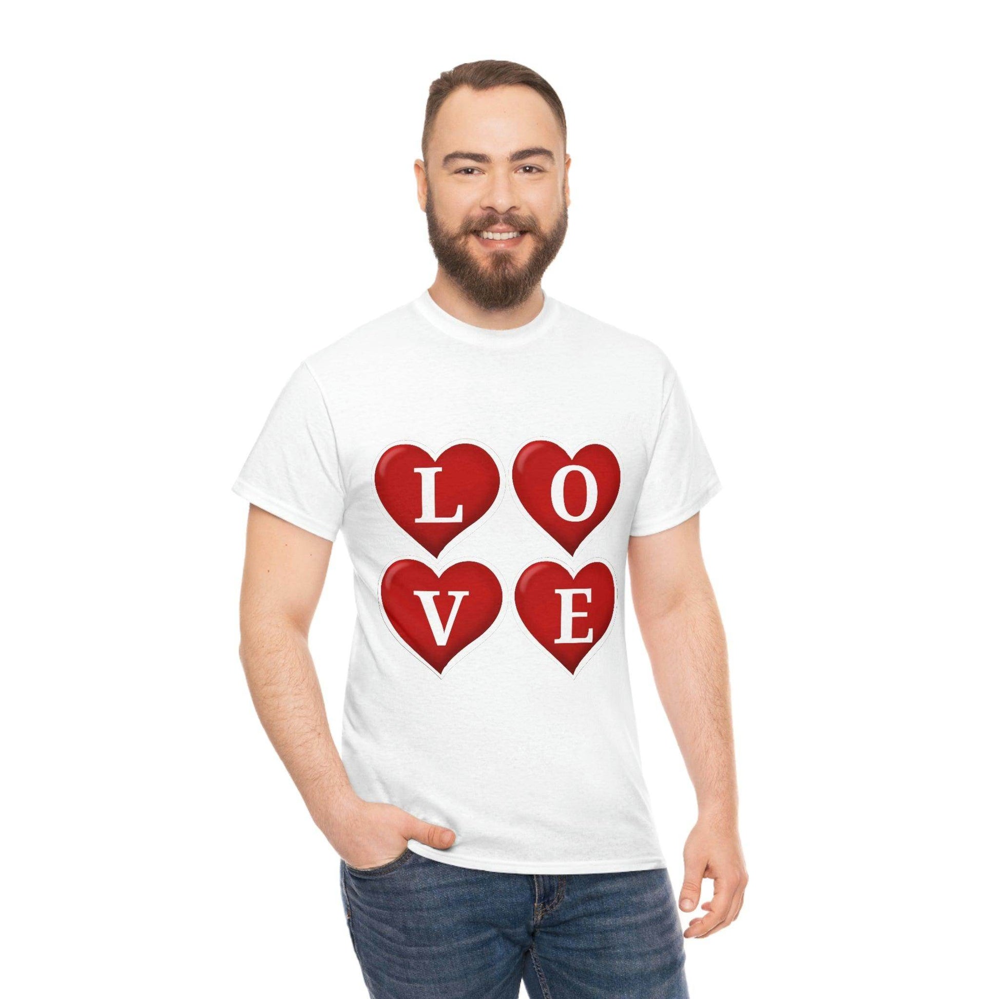 white 4hearts love Tee - Giftsmojo