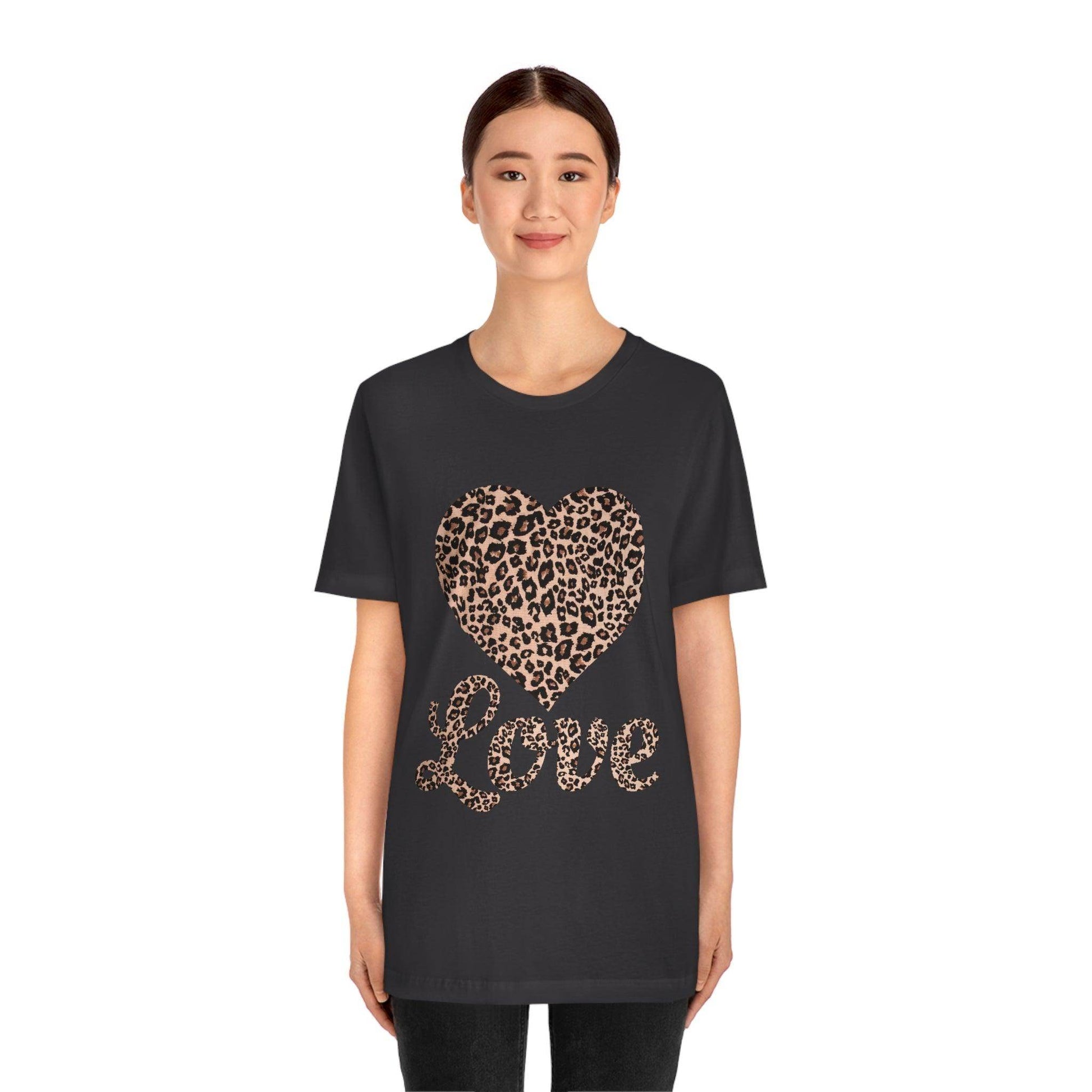 Leopard Print, Love Heart Tee, - Giftsmojo