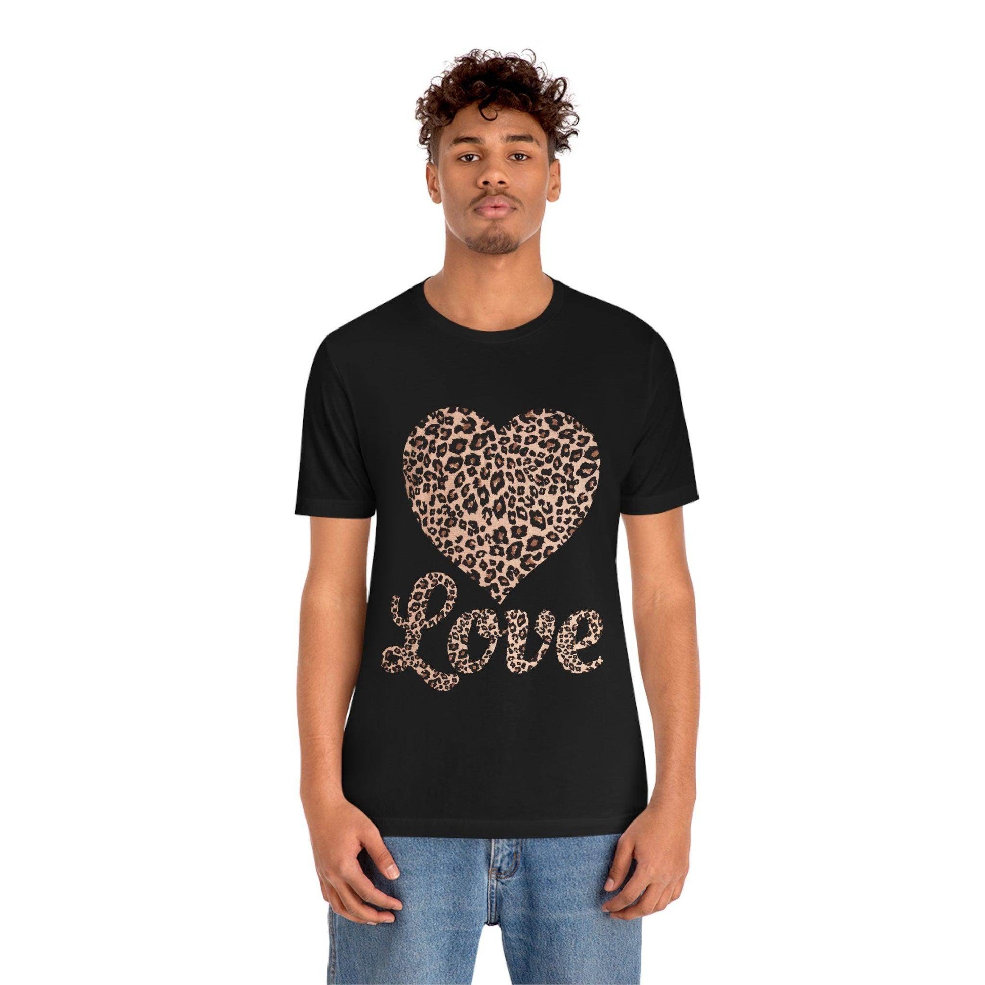 Leopard Print, Love Heart Tee, - Giftsmojo