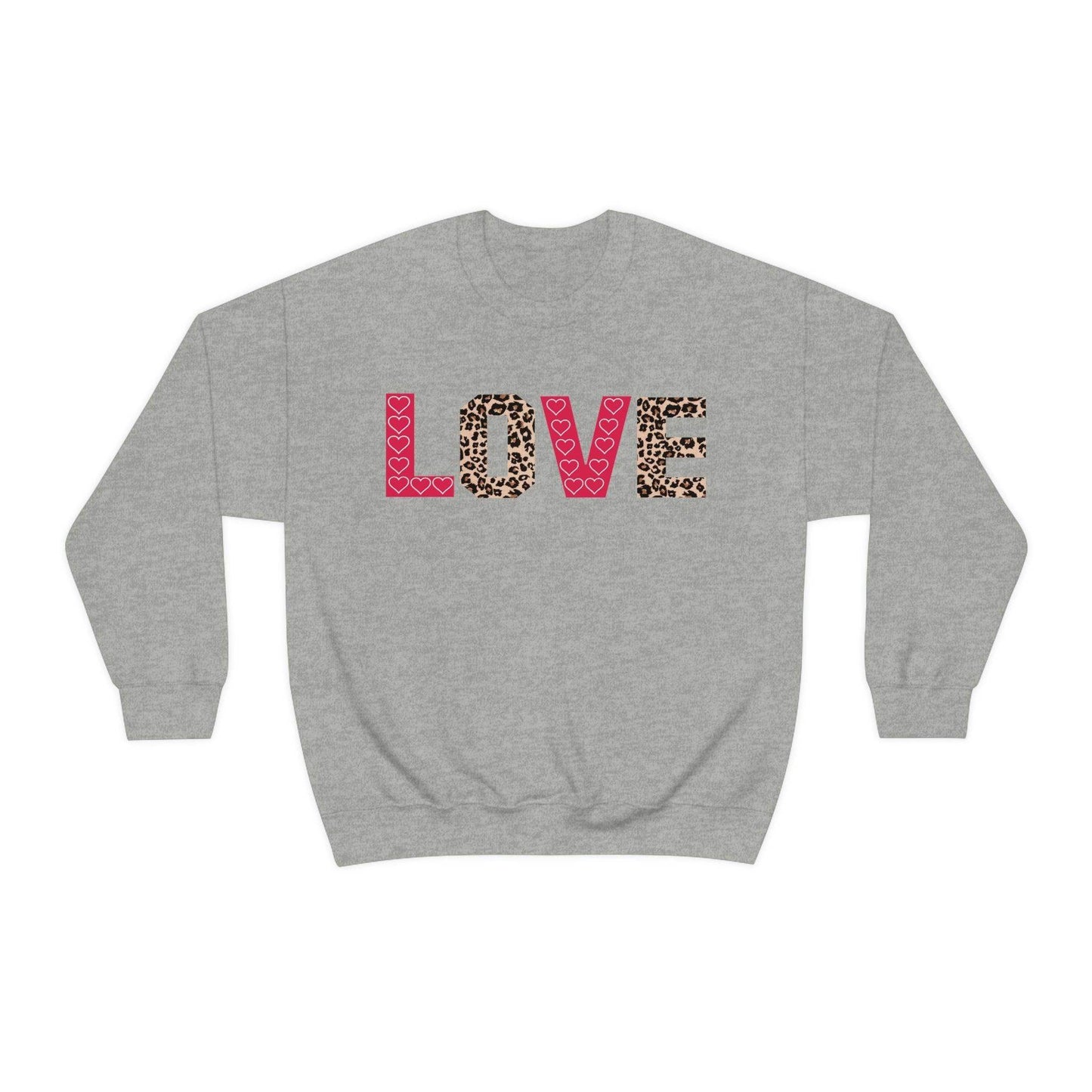Love Sweatshirt with partial leopard print - Giftsmojo