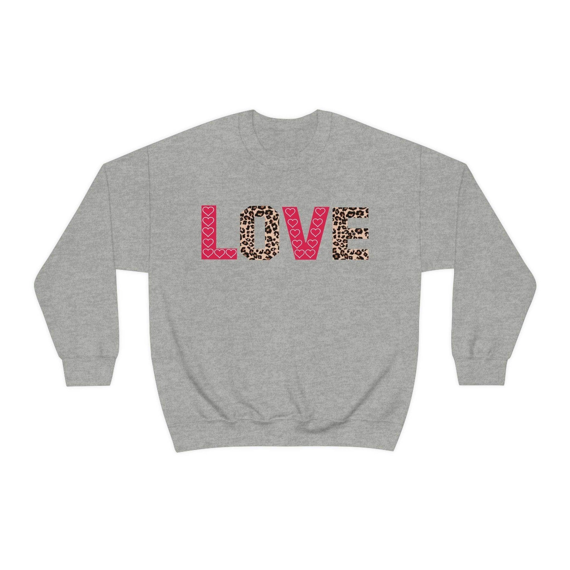 Love Sweatshirt with partial leopard print - Giftsmojo