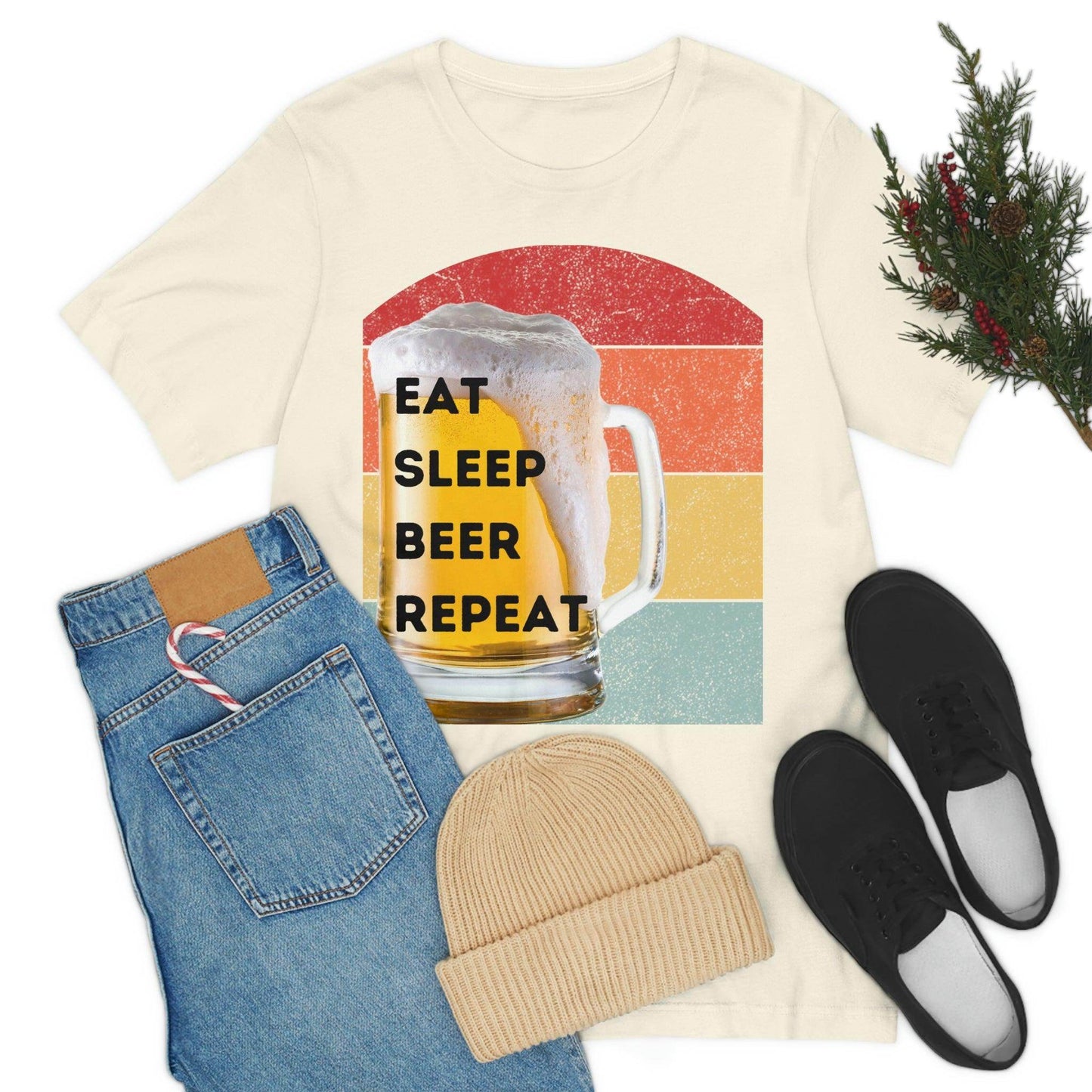 Retro shirt Eat Sleep Beer Repeat - funny beer shirt - Giftsmojo