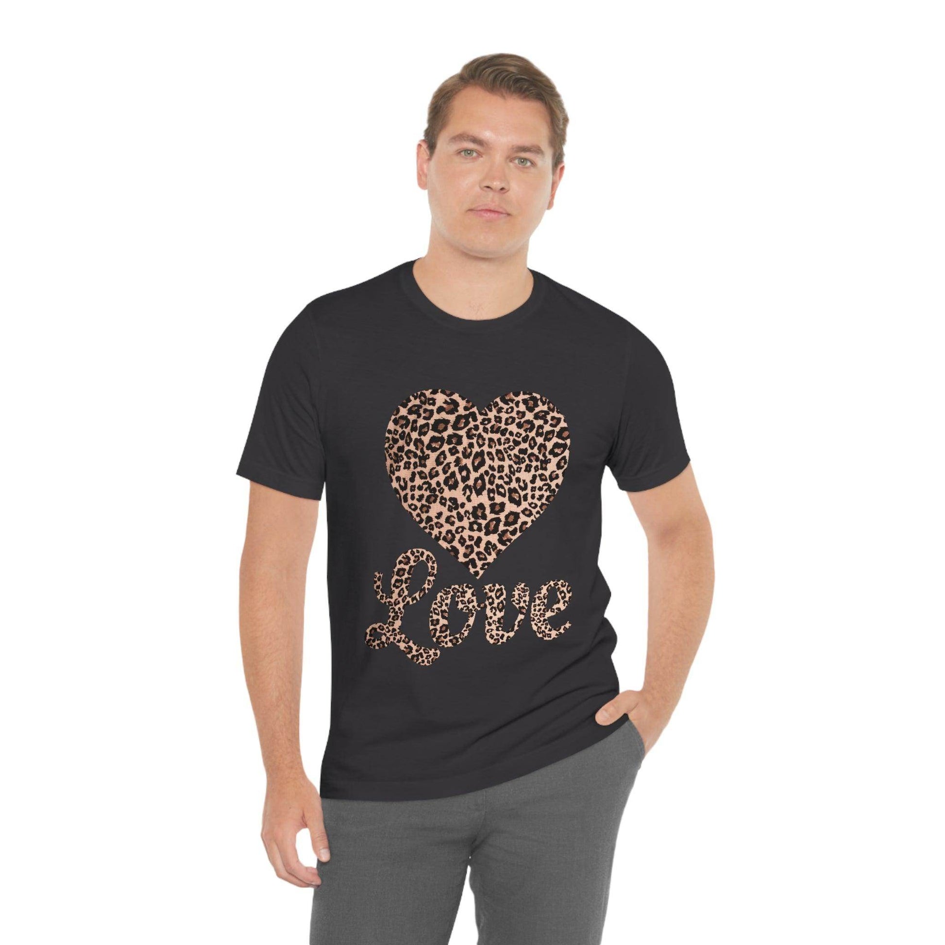 Leopard Print, Love Heart Tee, - Giftsmojo