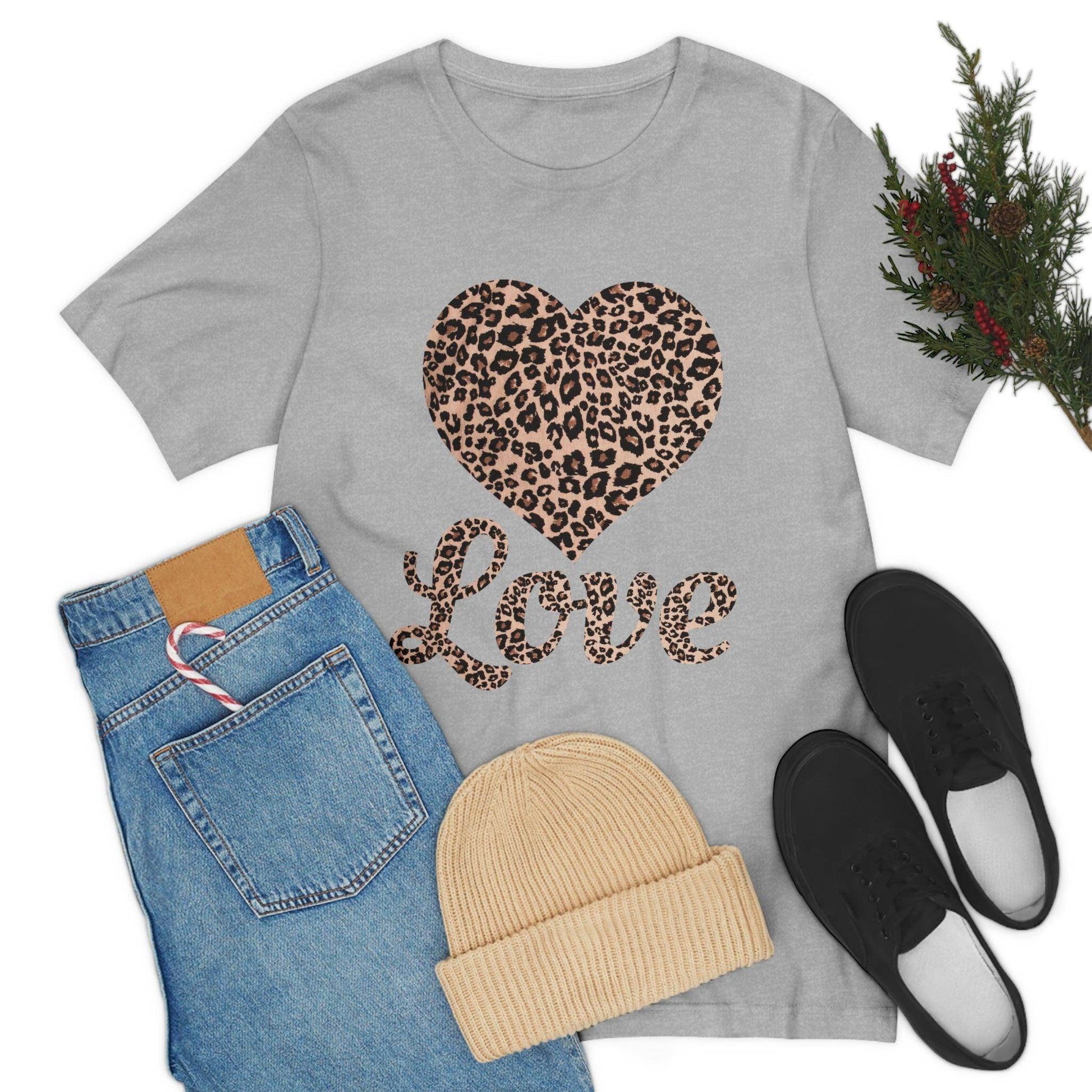 Leopard Print, Love Heart Tee, - Giftsmojo