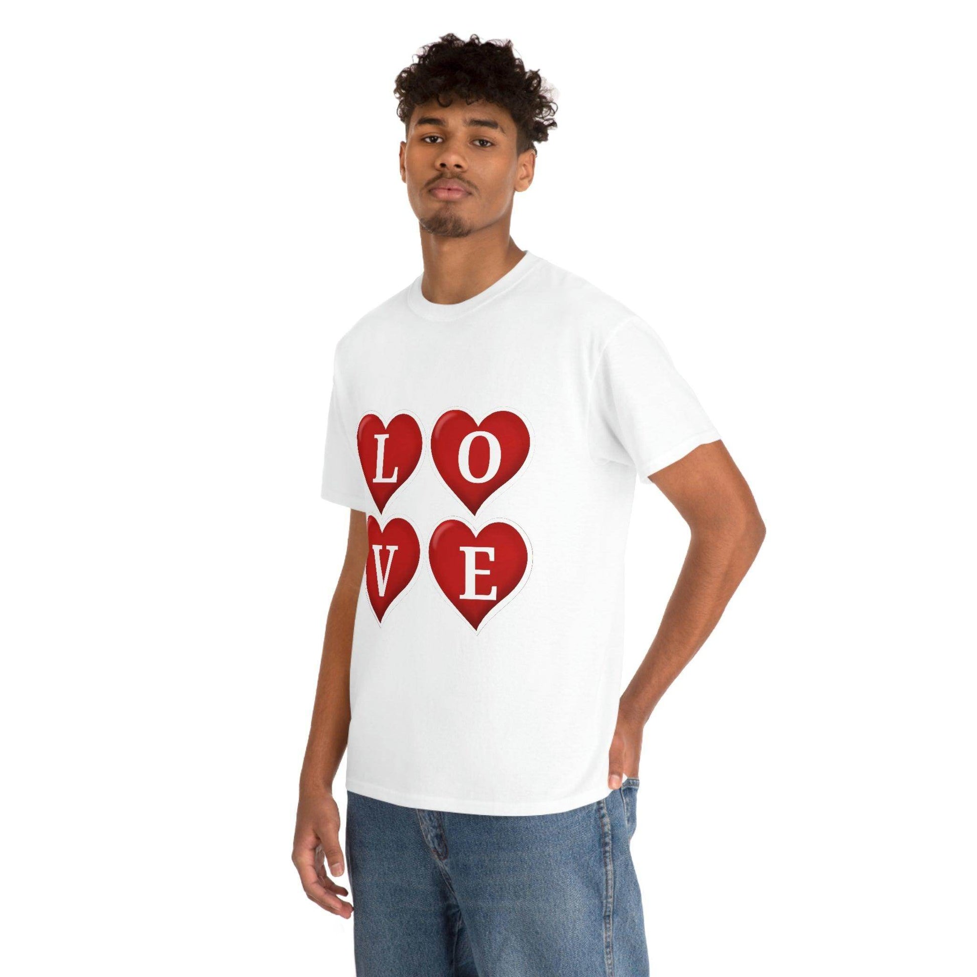 white 4hearts love Tee - Giftsmojo