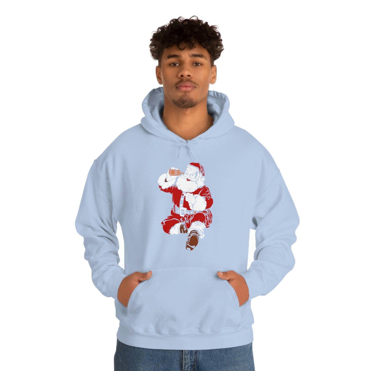 Santa drinking beer funny Hooded Sweatshirt, - Giftsmojo