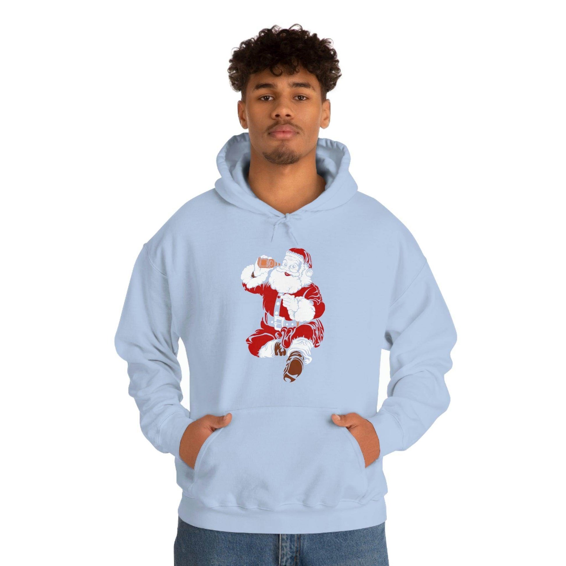 Santa drinking beer funny Hooded Sweatshirt, - Giftsmojo
