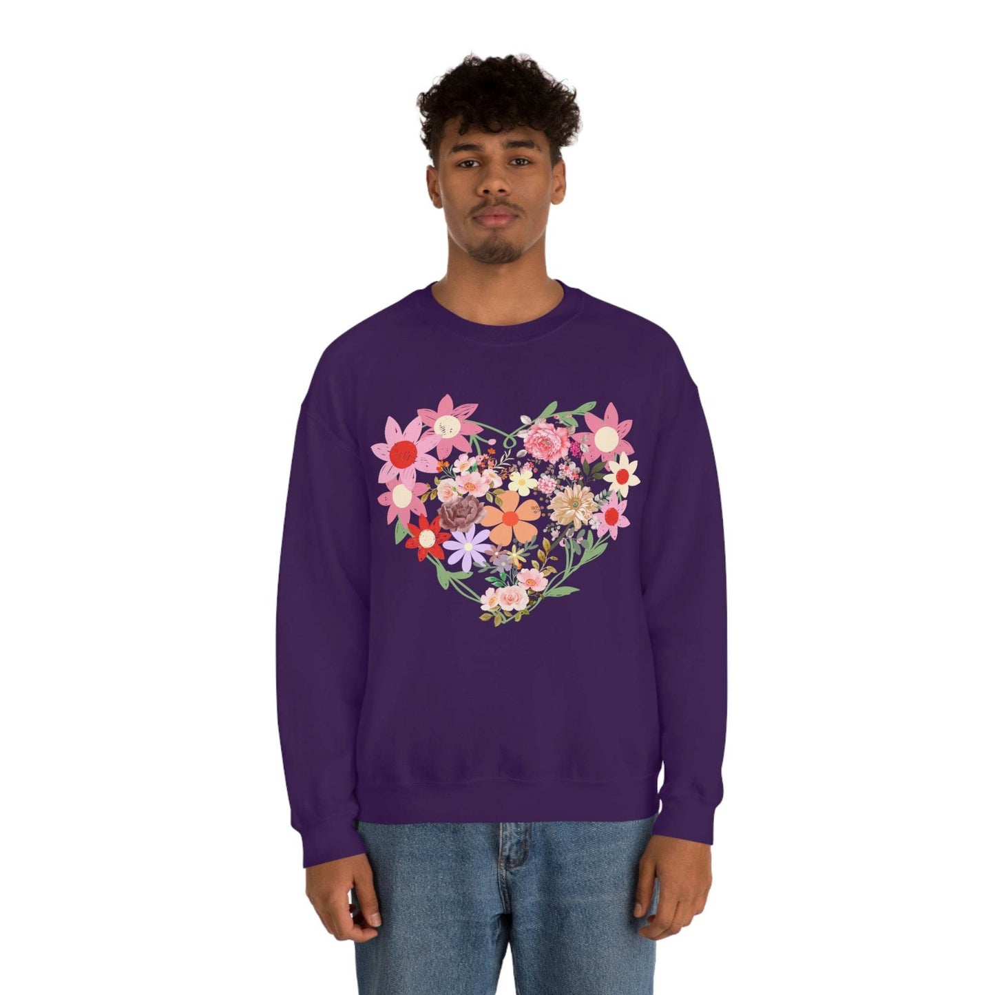 Flower Heart sweatshirt - Floral sweatshirt - Love Sweatshirt - Giftsmojo