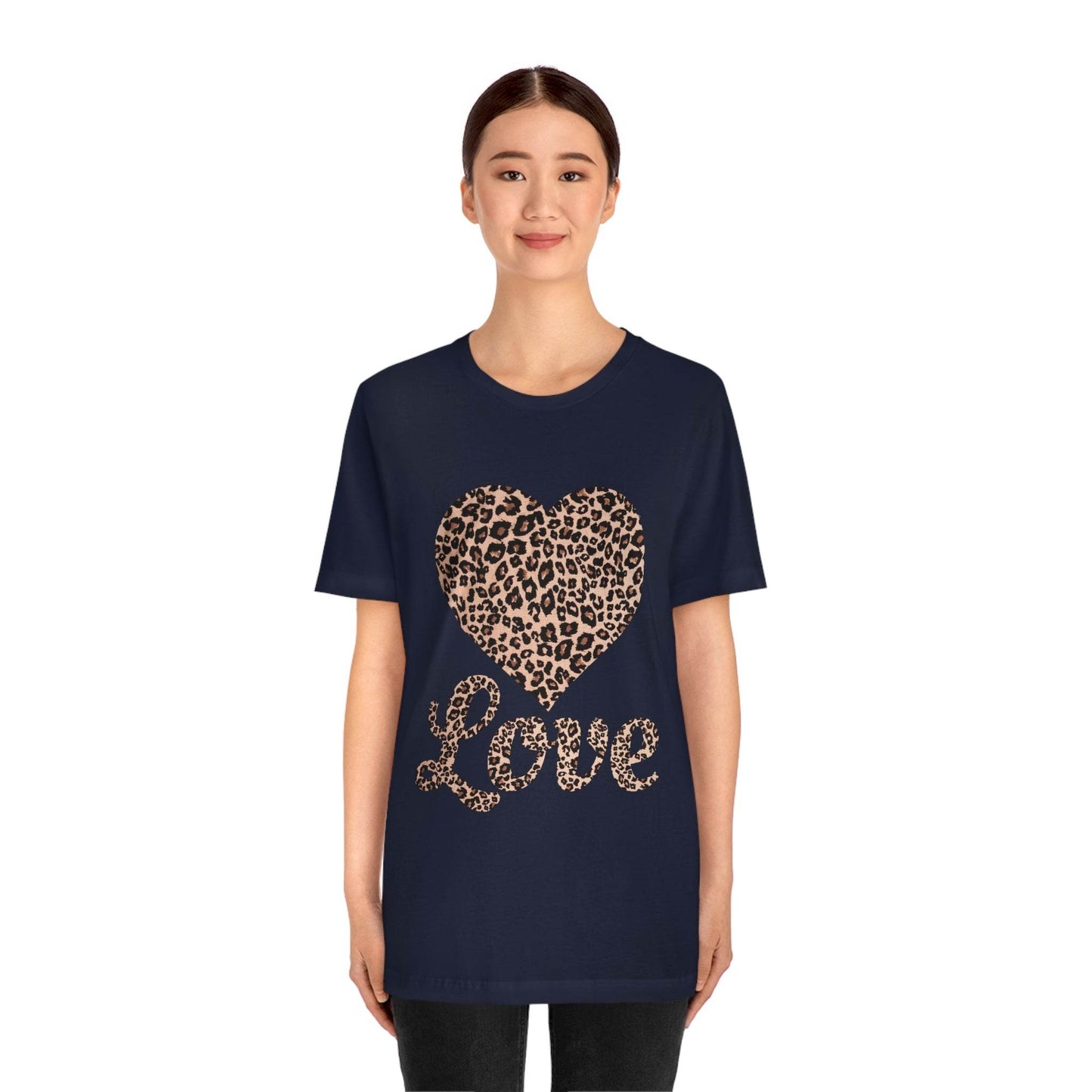 Leopard Print, Love Heart Tee, - Giftsmojo