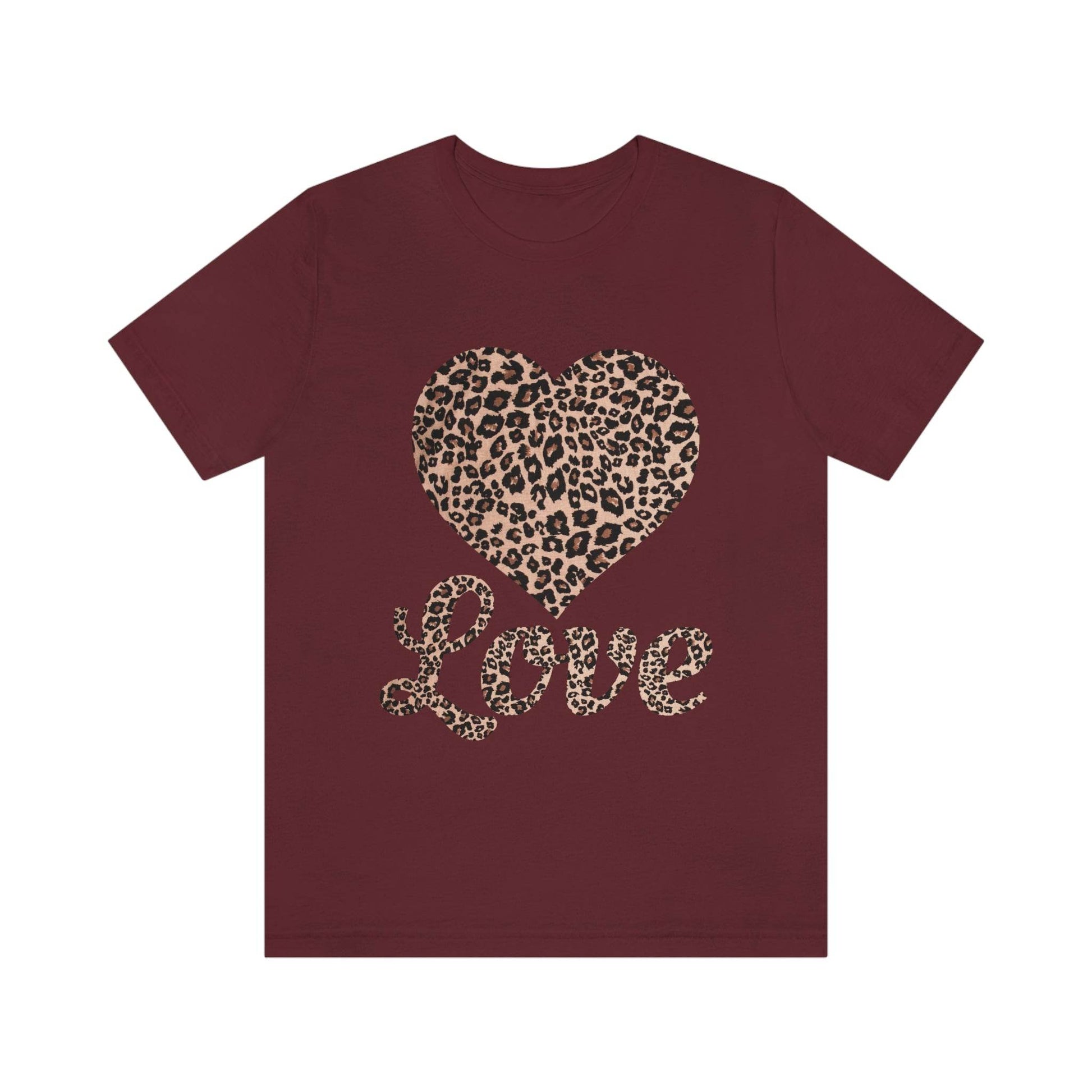 Leopard Print, Love Heart Tee, - Giftsmojo