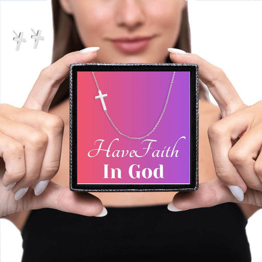 Sideways Cross Necklace and Earring Set For Women - Giftsmojo