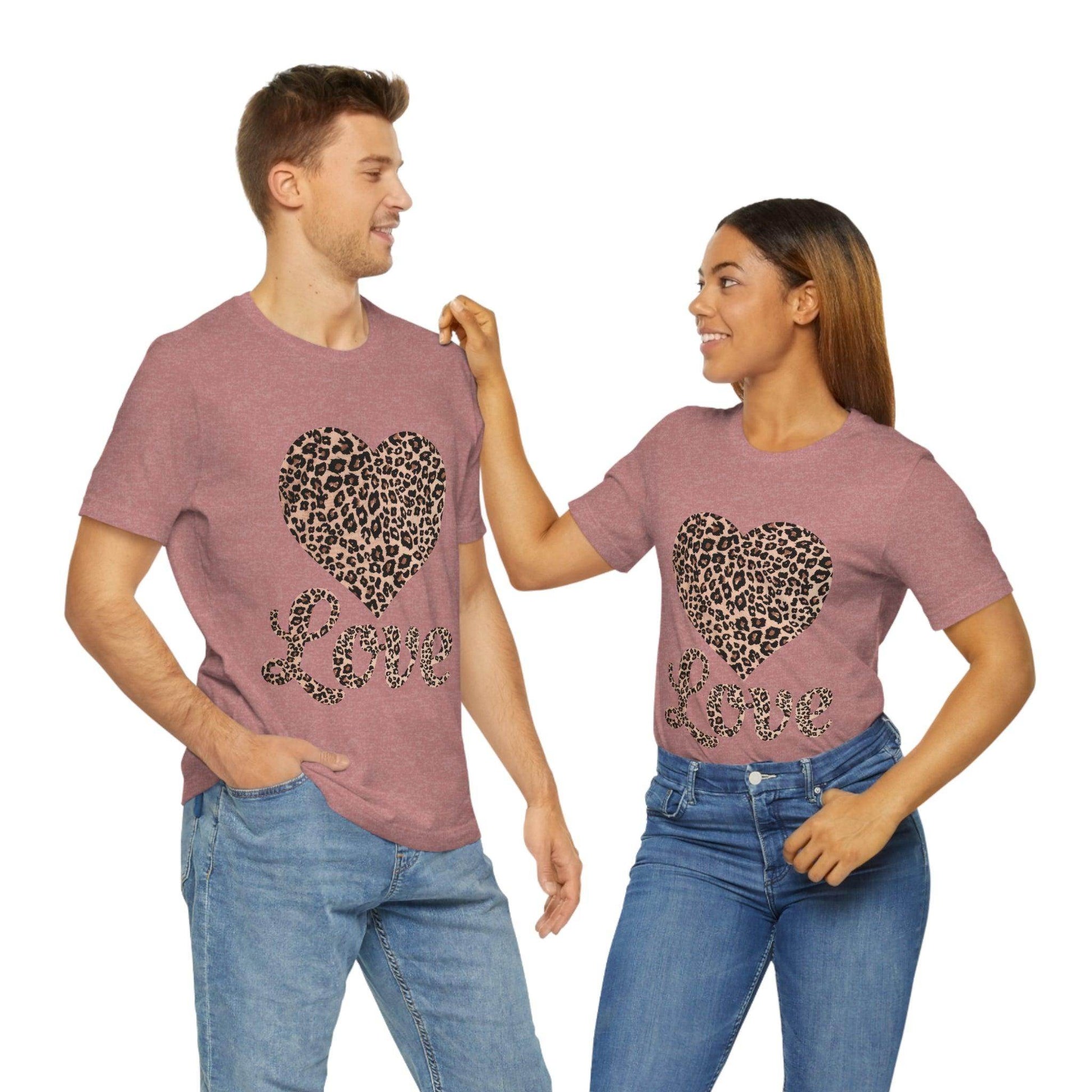 Leopard Print, Love Heart Tee, - Giftsmojo