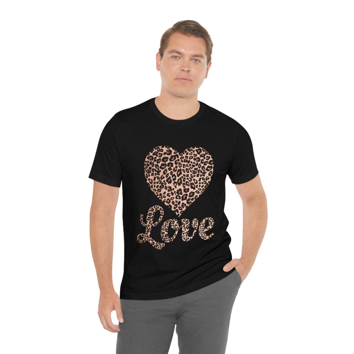 Leopard Print, Love Heart Tee, - Giftsmojo