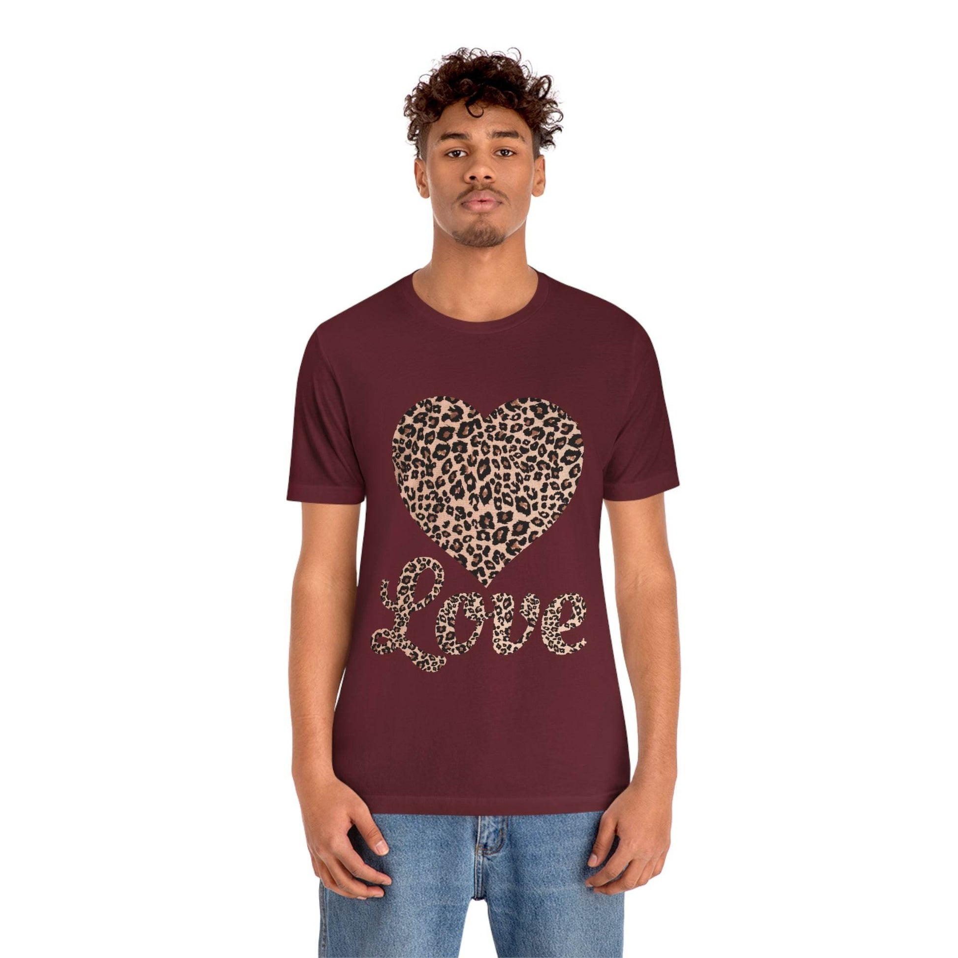 Leopard Print, Love Heart Tee, - Giftsmojo