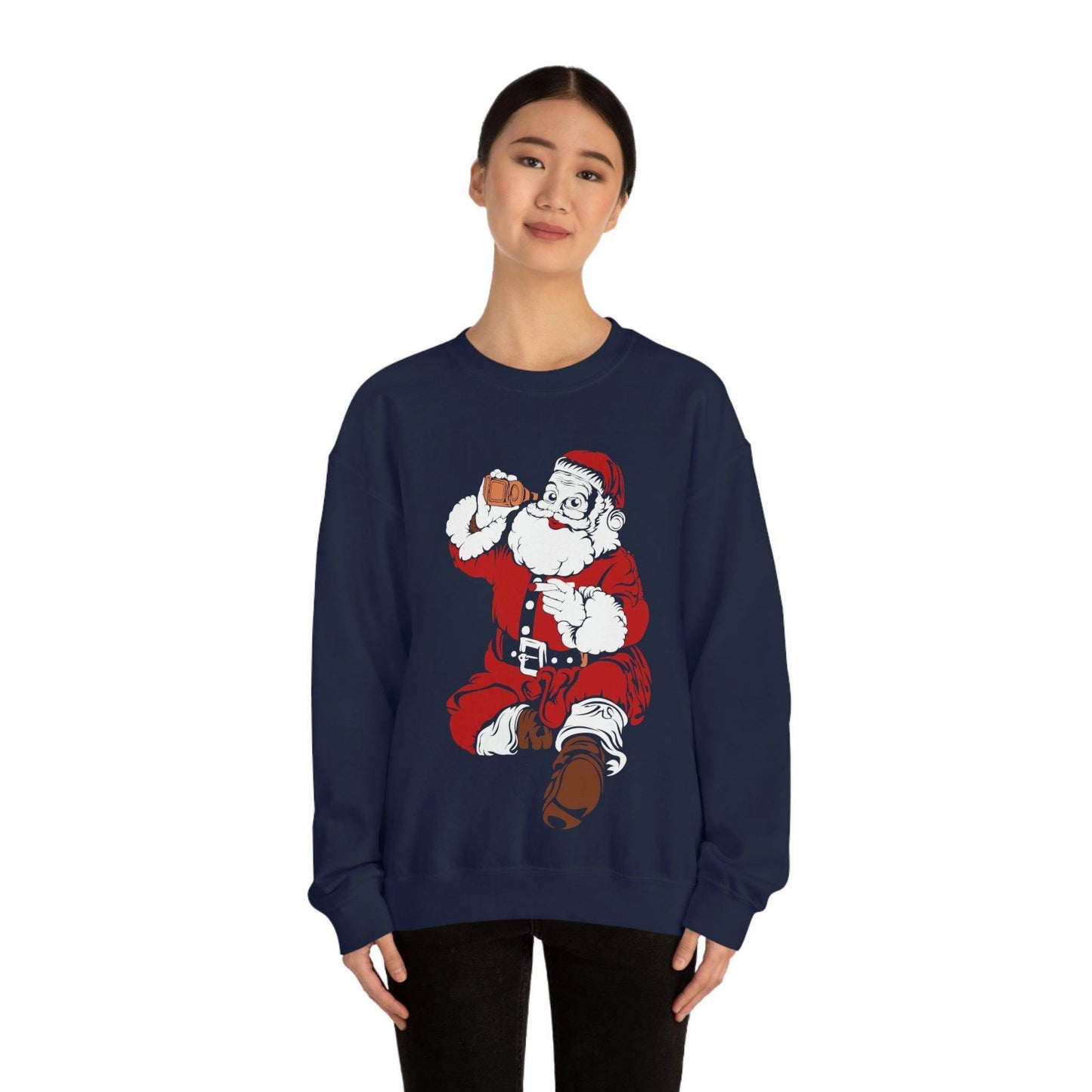 Santa drinking beer Unisex Heavy Blend Crewneck Sweatshirt - Giftsmojo