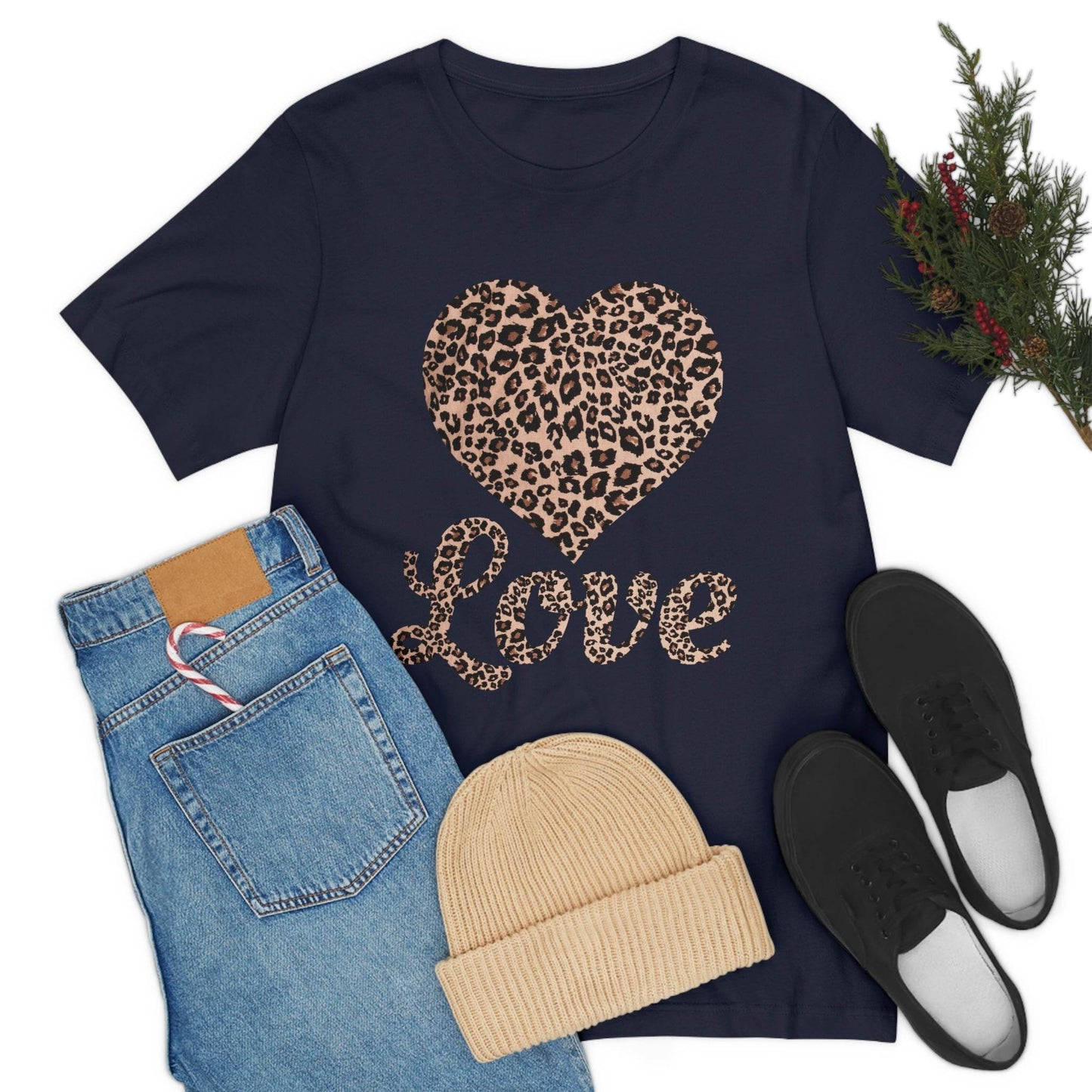 Leopard Print, Love Heart Tee, - Giftsmojo