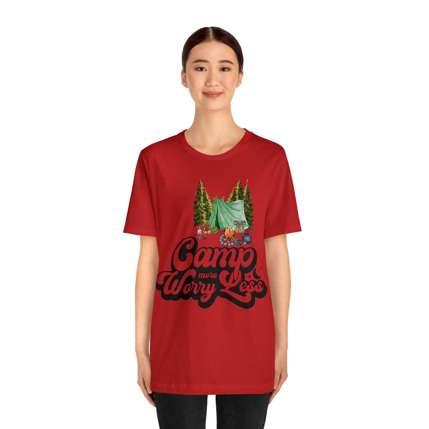 Camp More Worry Less Shirt, Outdoor adventure clothing, Nature-inspired shirts, Hiking apparel, Outdoor enthusiasts gift, Adventure-themed attire - Giftsmojo