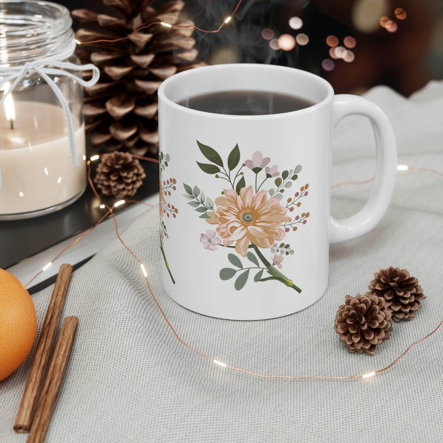 Floral Mug, gift for mom on mothers day, Birthday gift for mom, gift for plant lovers, coffee mug for her, hot cocoa mug, gift for coffee lover - Giftsmojo