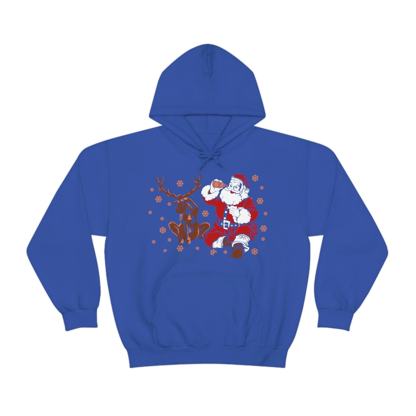 Santa and Reindeer Hooded Sweatshirt Christmas Shirt Funny Christmas Sweatshirt Christmas Gifts Santa Drinking Beer