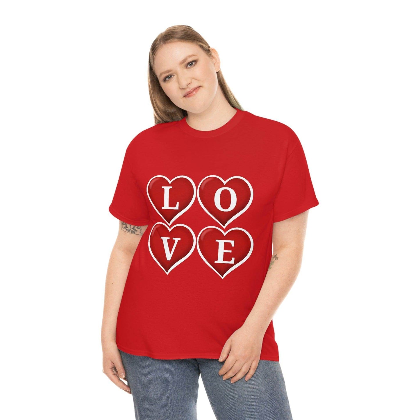 white 4hearts love Tee - Giftsmojo