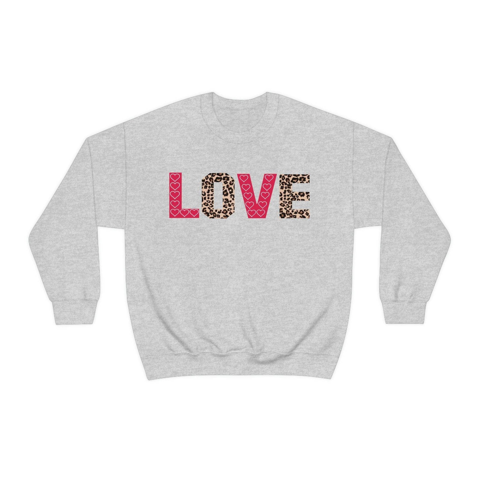 Love Sweatshirt with partial leopard print - Giftsmojo