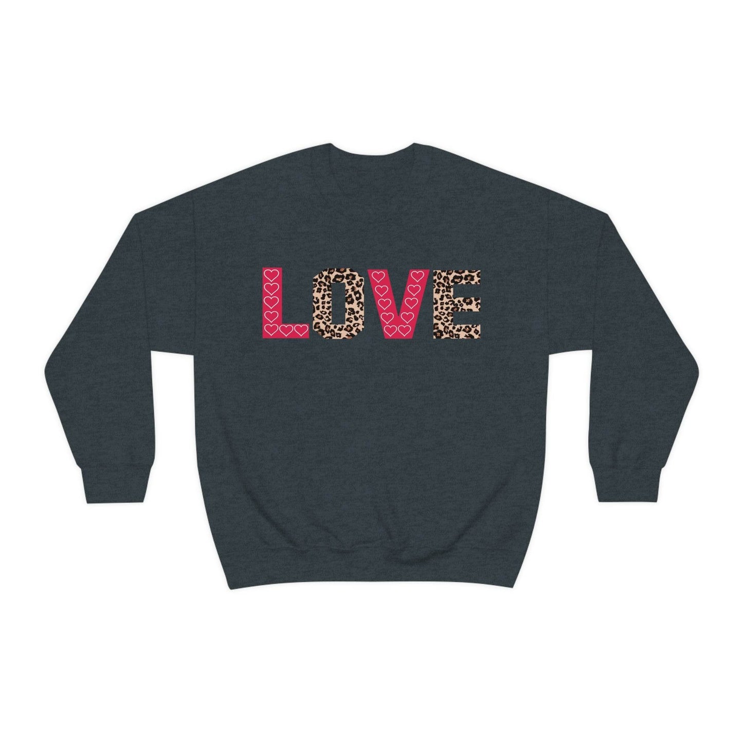 Love Sweatshirt with partial leopard print - Giftsmojo