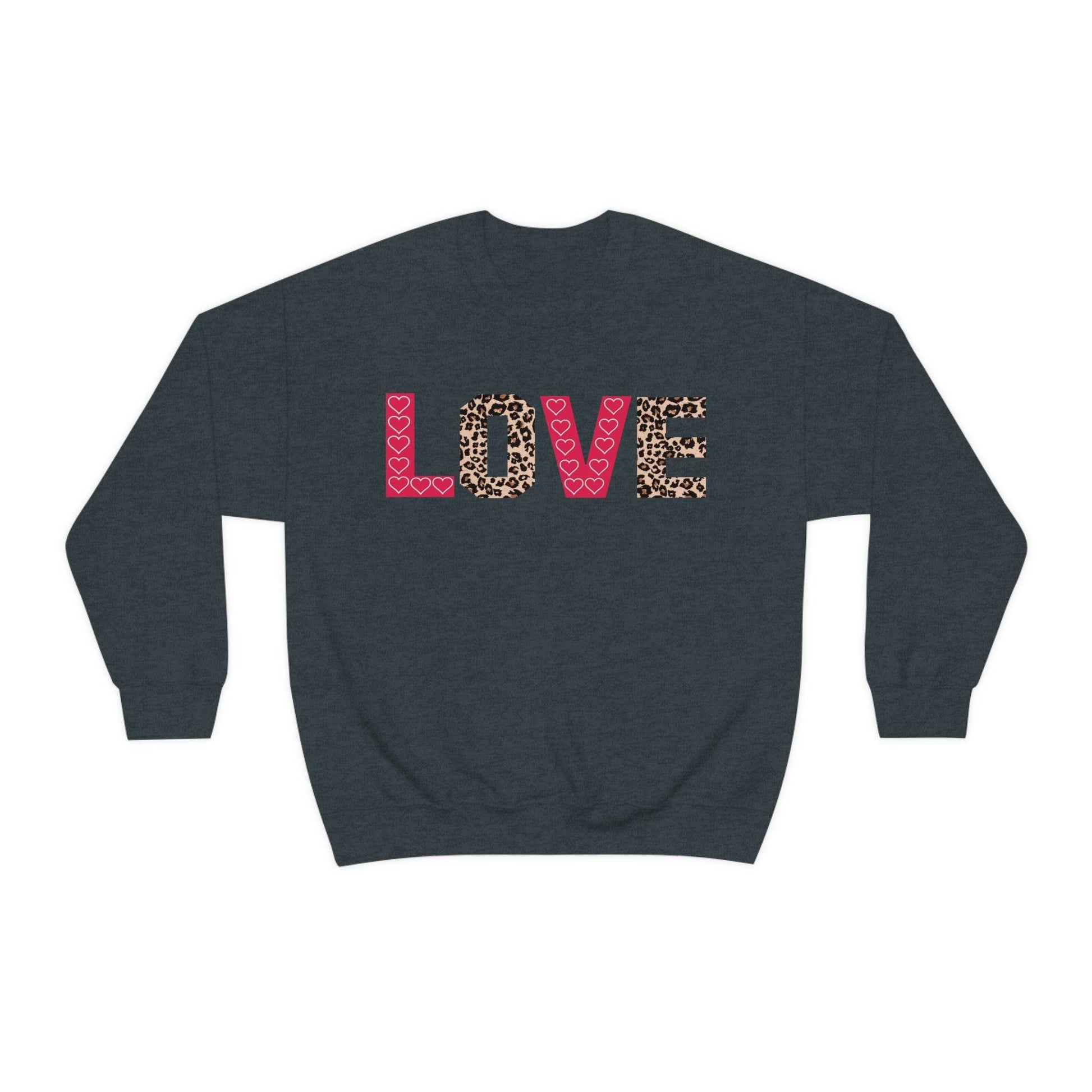 Love Sweatshirt with partial leopard print - Giftsmojo