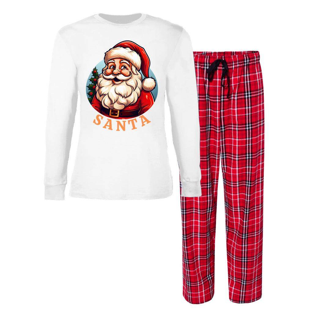 Women's Long Sleeve Top and Flannel Pants Set - Santa - Giftsmojo