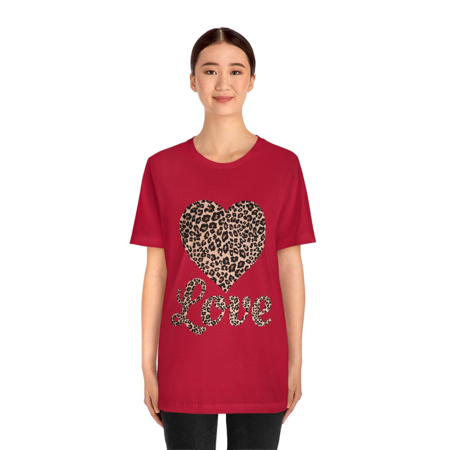 Leopard Print, Love Heart Tee, - Giftsmojo