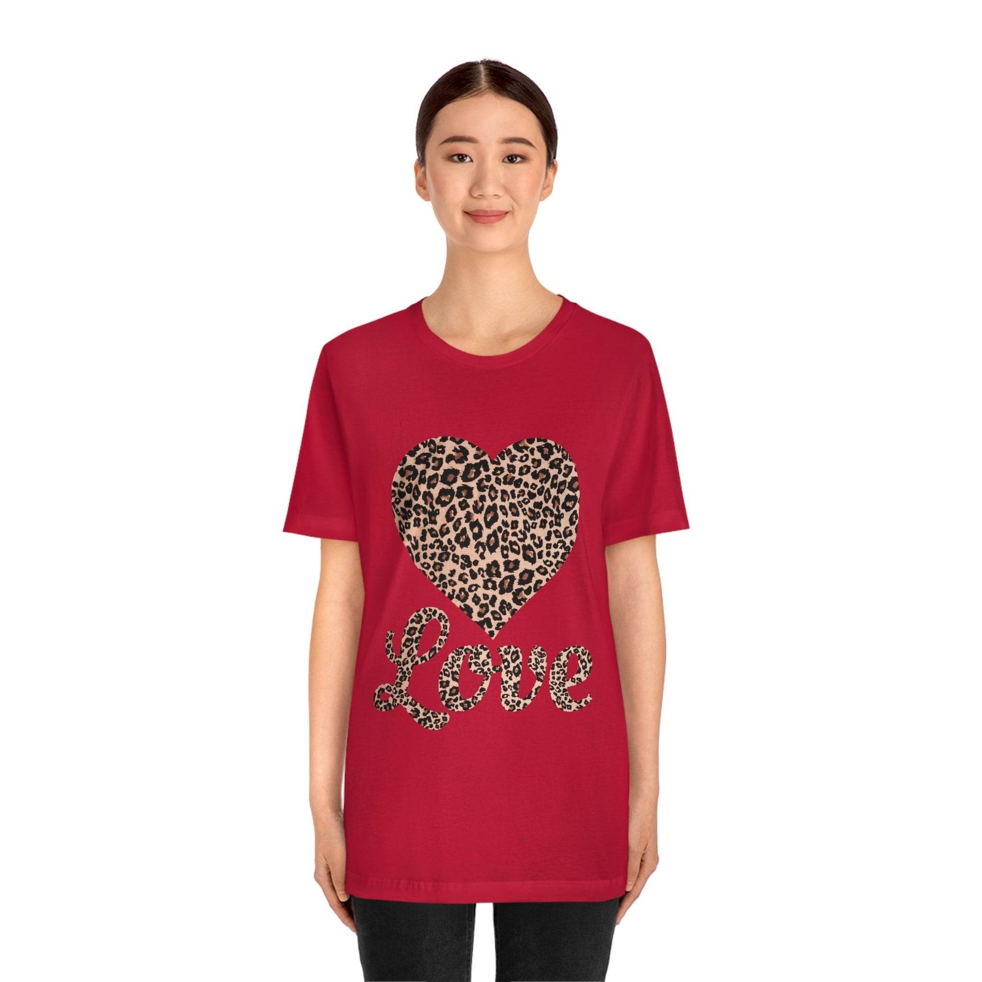 Leopard Print, Love Heart Tee, - Giftsmojo