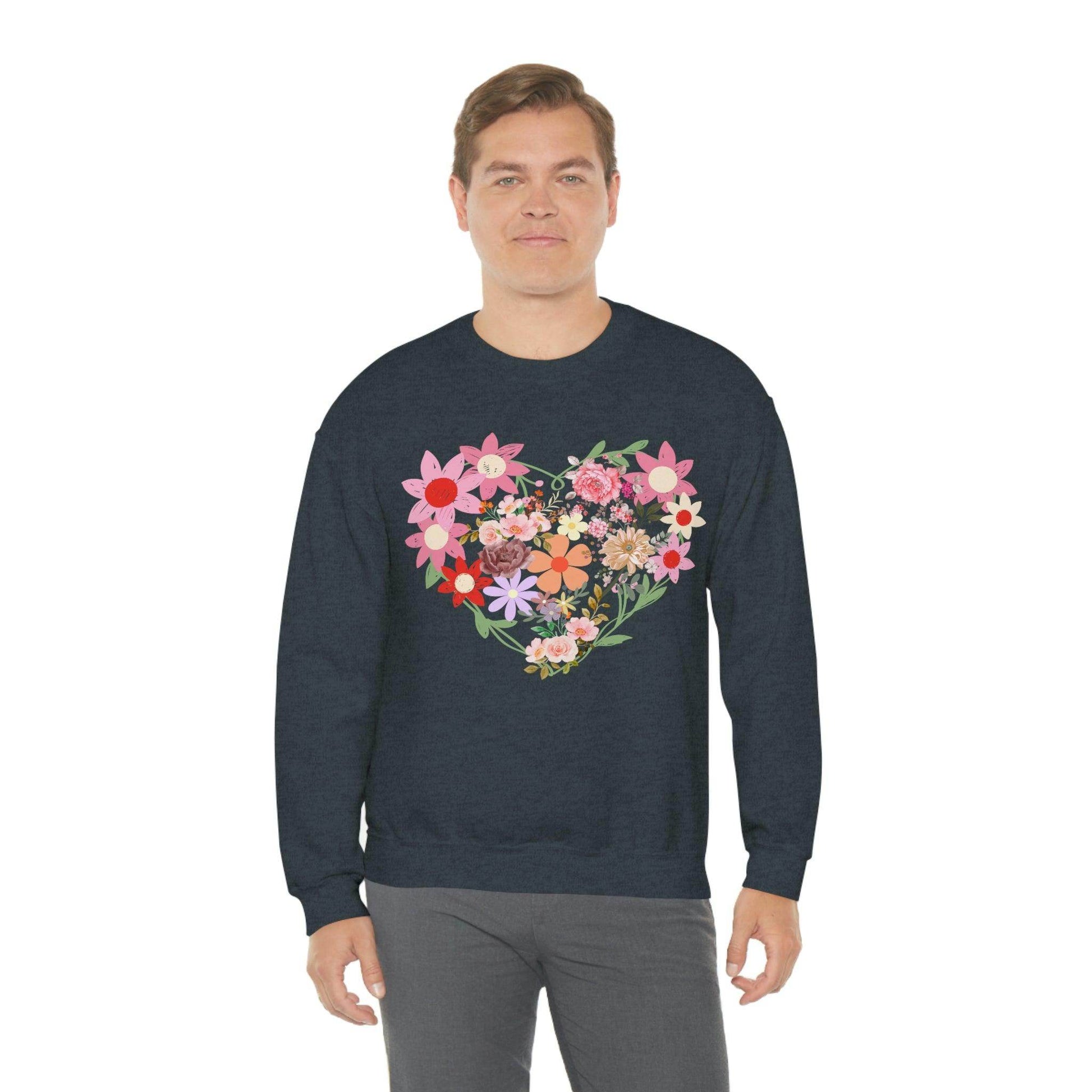 Flower Heart sweatshirt - Floral sweatshirt - Love Sweatshirt - Giftsmojo