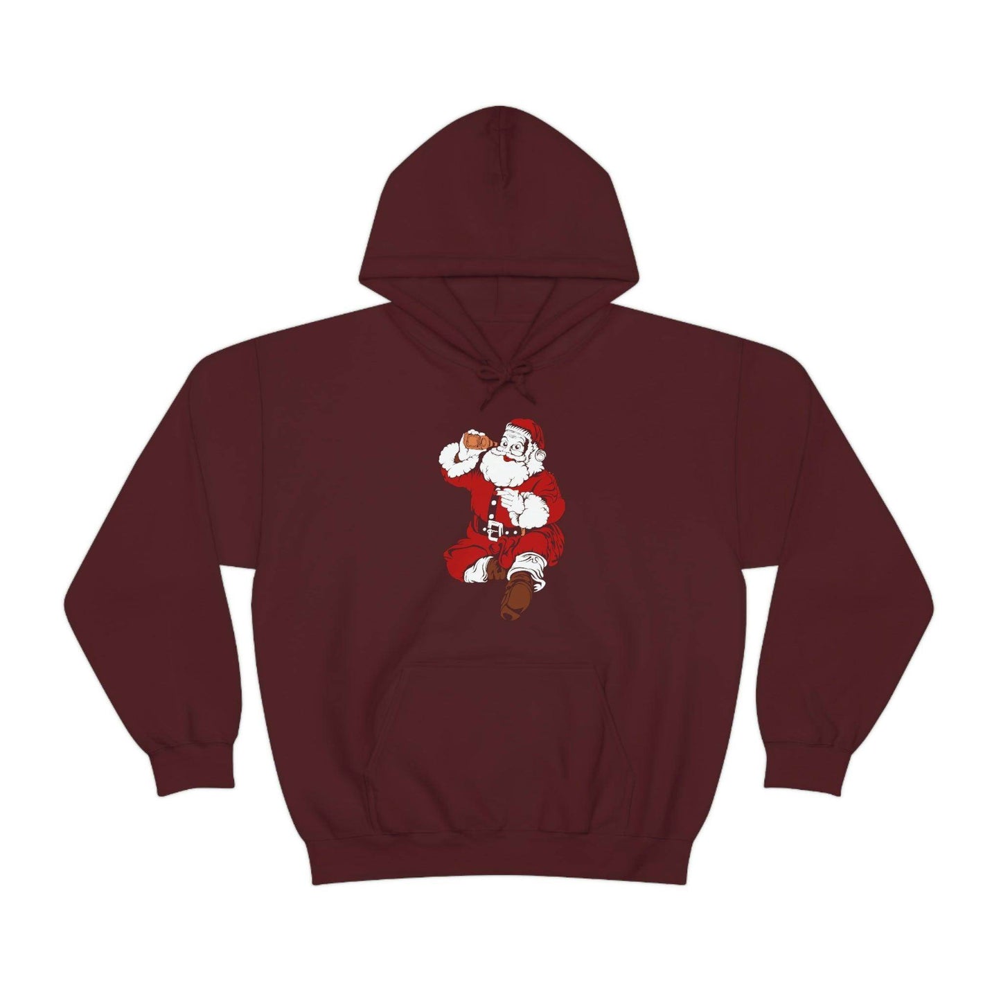 Santa drinking beer funny Hooded Sweatshirt, - Giftsmojo