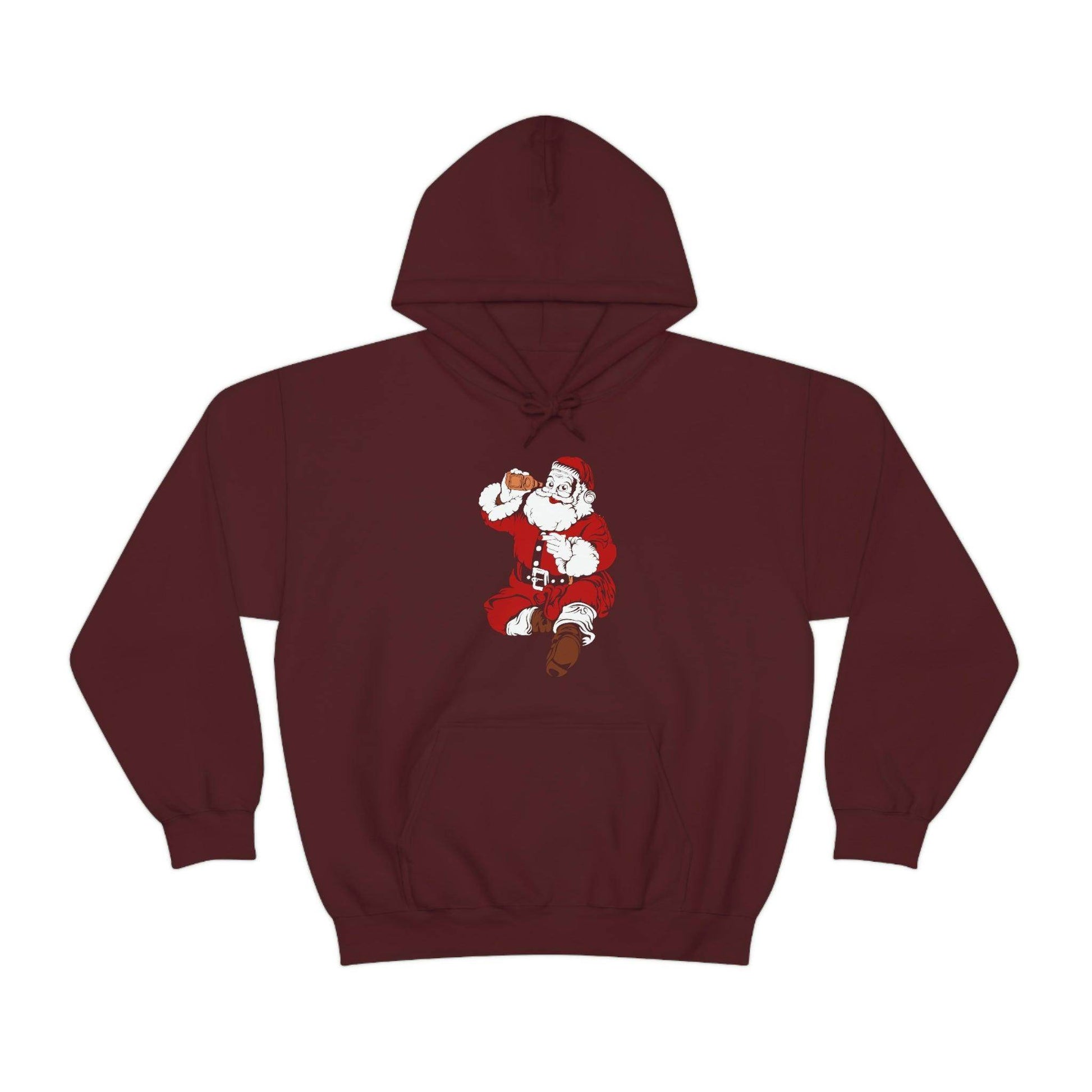 Santa drinking beer funny Hooded Sweatshirt, - Giftsmojo