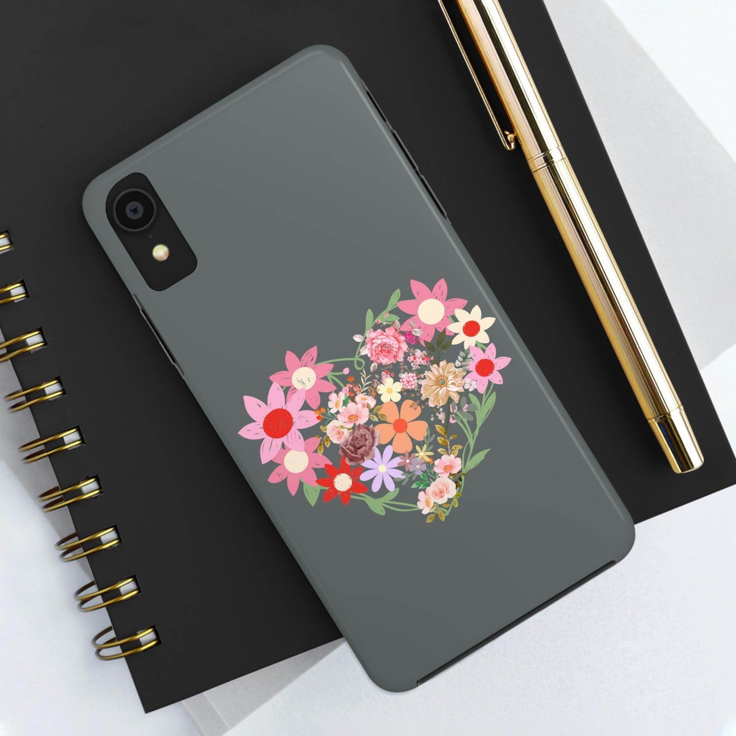 Floral Heart phone case, Tough Phone Cases, Mom Phone Case fit for iPhone 14 Pro, 13, 12, 11 Pro Max, Xr, Xs, 8+, 7, And Samsung S - Giftsmojo
